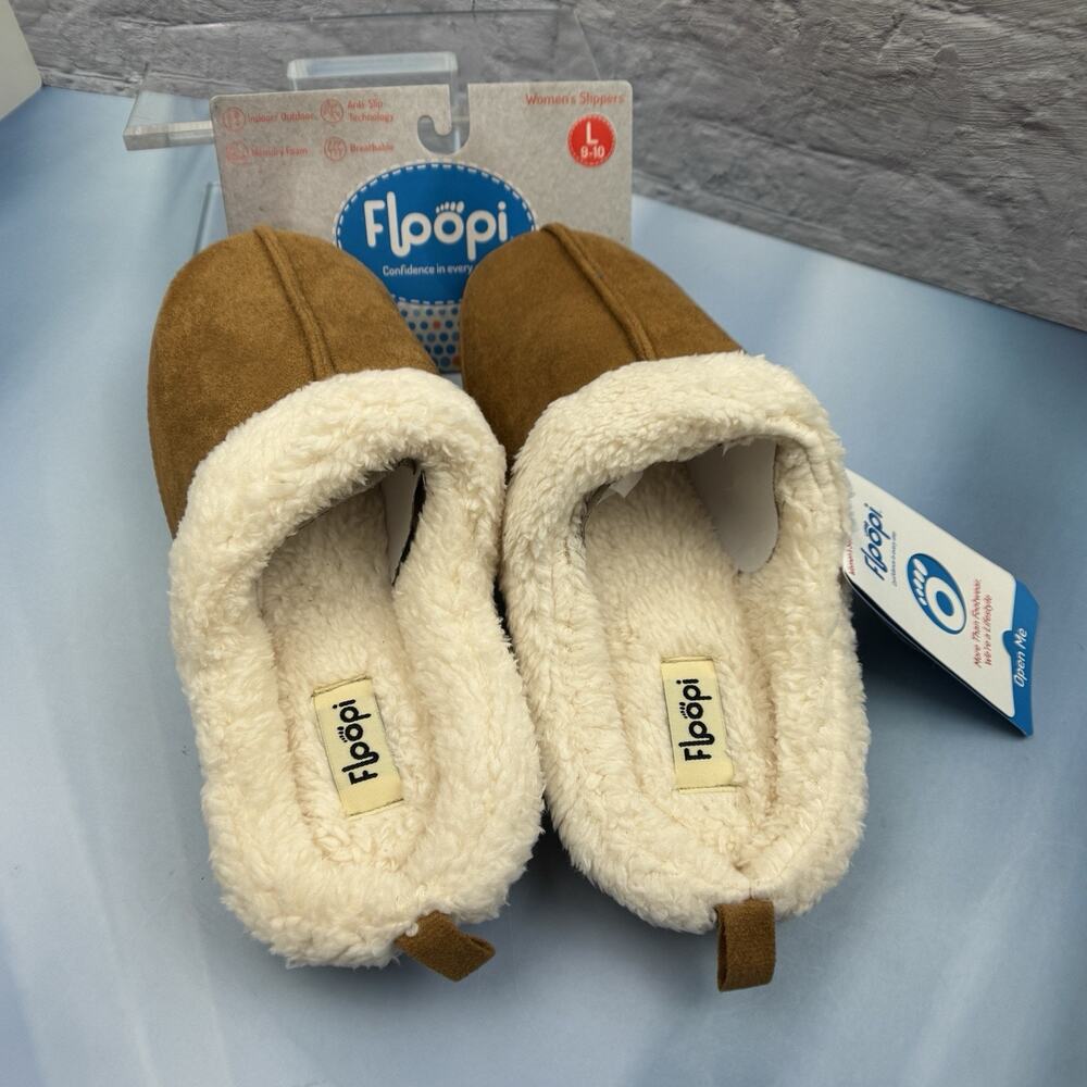 Floopi Womens Indoor Outdoor Lined‎ Clog Slippers Memory Foam Chestnut Lg 9-10